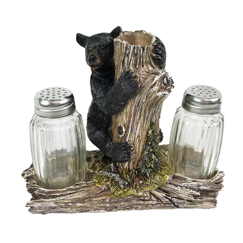 Bear On Tree Trunk Salt/Pepper Shakers